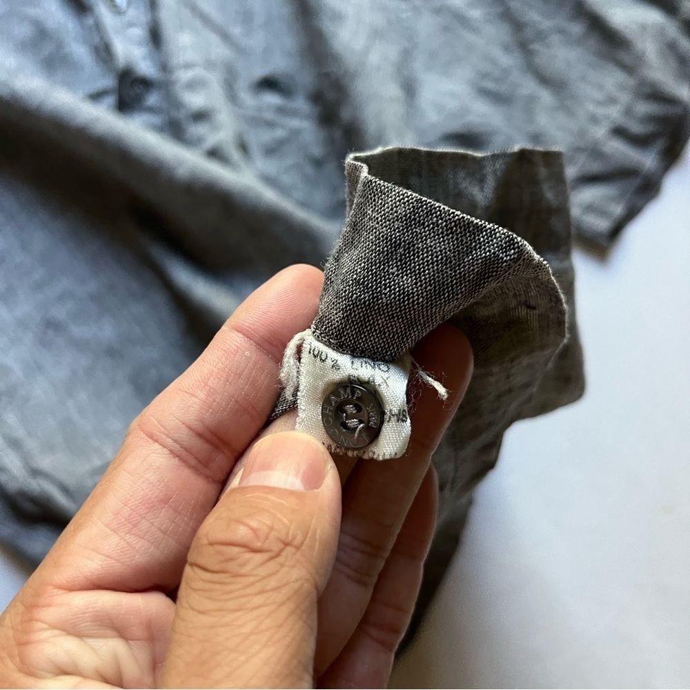 LONGCHAMP‎ vintage grey linen contrast collar short sleeve polo shirt - Picture 6 of 6